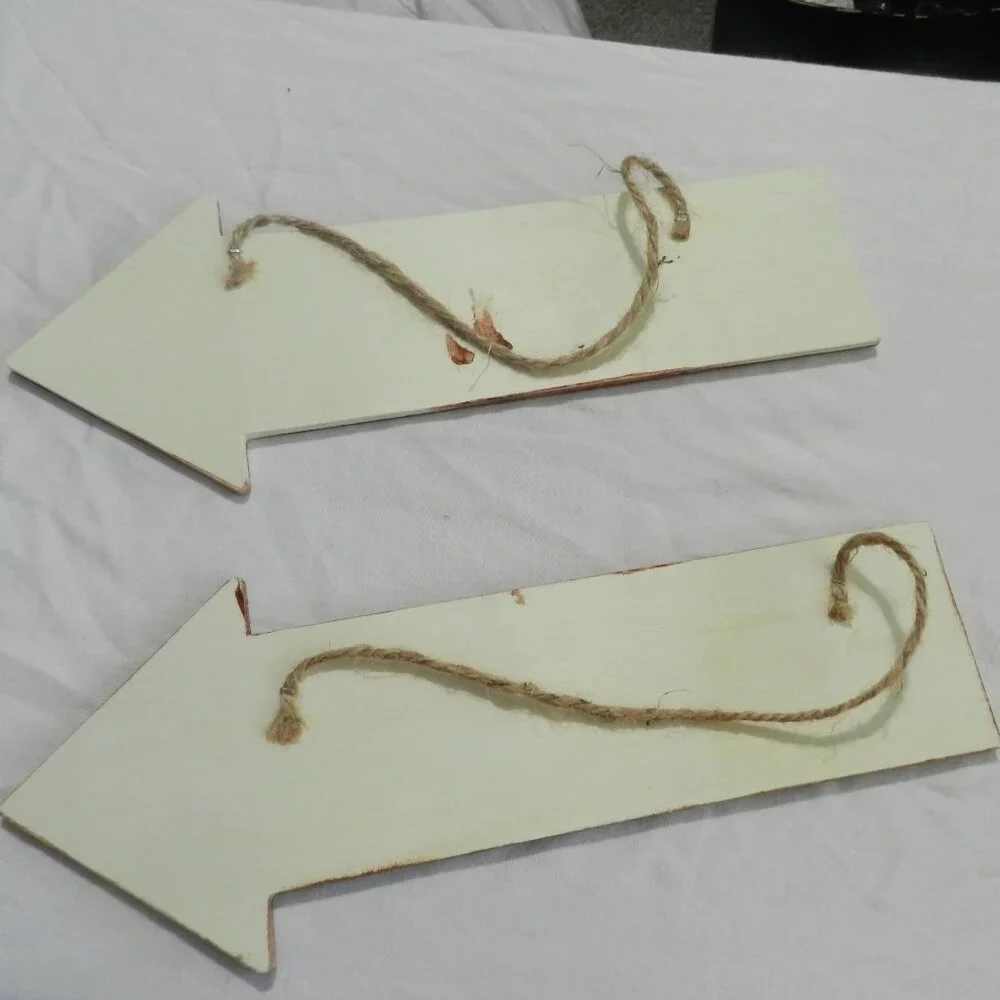 Set of 3 handmade signs painted balsa wood with rope hanger for parties/events